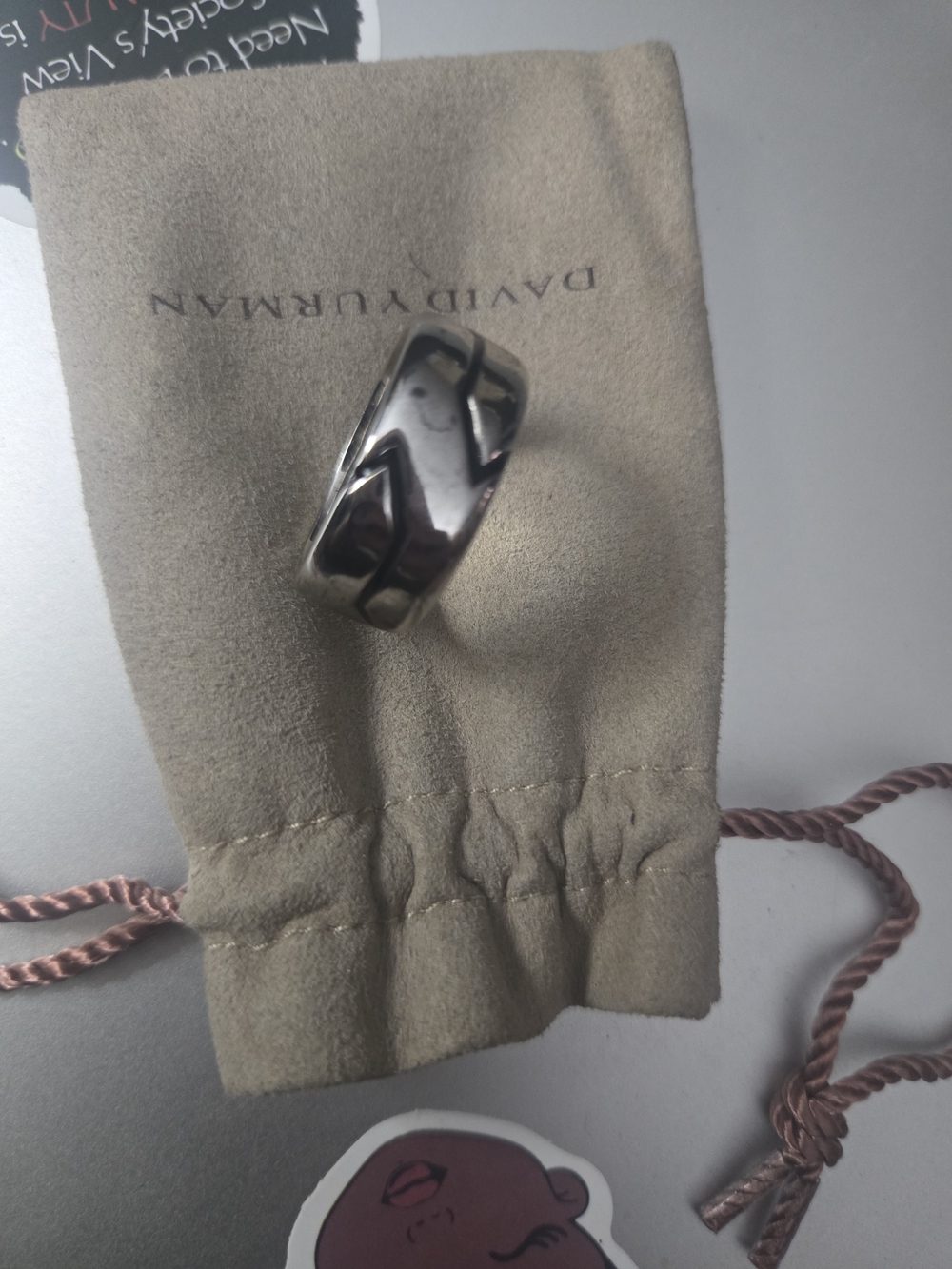 David Yurman Polished Silver-Tone Men's Band Ring Cairo collection size8 - Picture 2 of 5